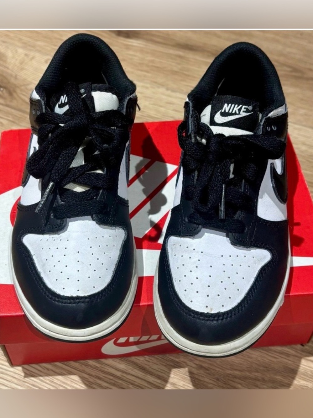Nike Panda Dunks - Kids Black and White Low-Top Sneakers with Classic Swoosh